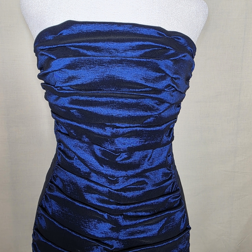 Jessica McClintock Sleeveless Blue Mini Dress Ruffled Party Prom Dress Size 10 - Picture 5 of 9